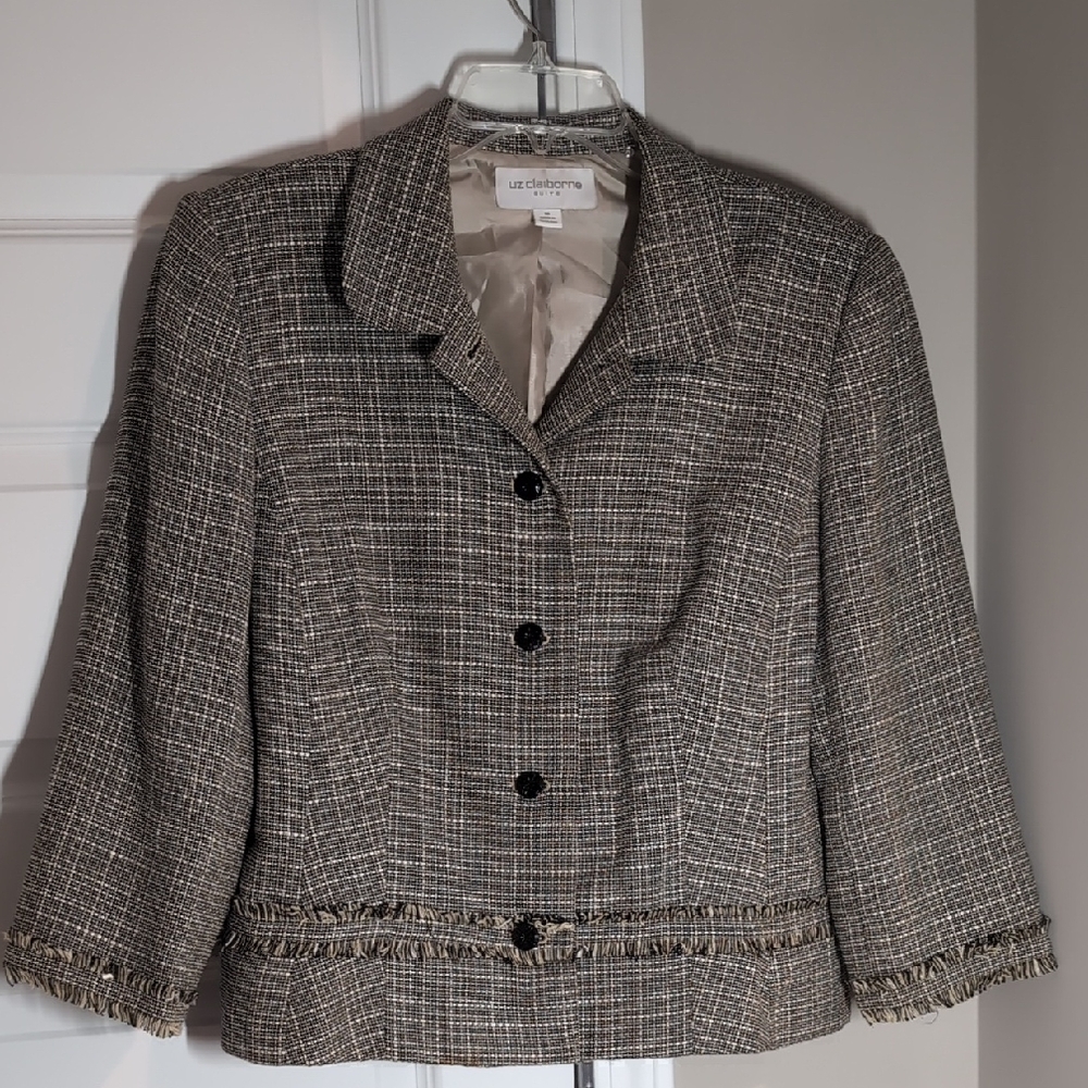 Liz Claiborne Black and Gray Tweed Blazer